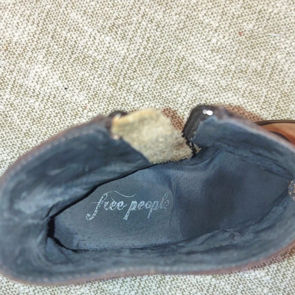 Women's Anthropologie Western Style Leather Suede Ankle Boots Pointed Toe - Picture 10 of 11